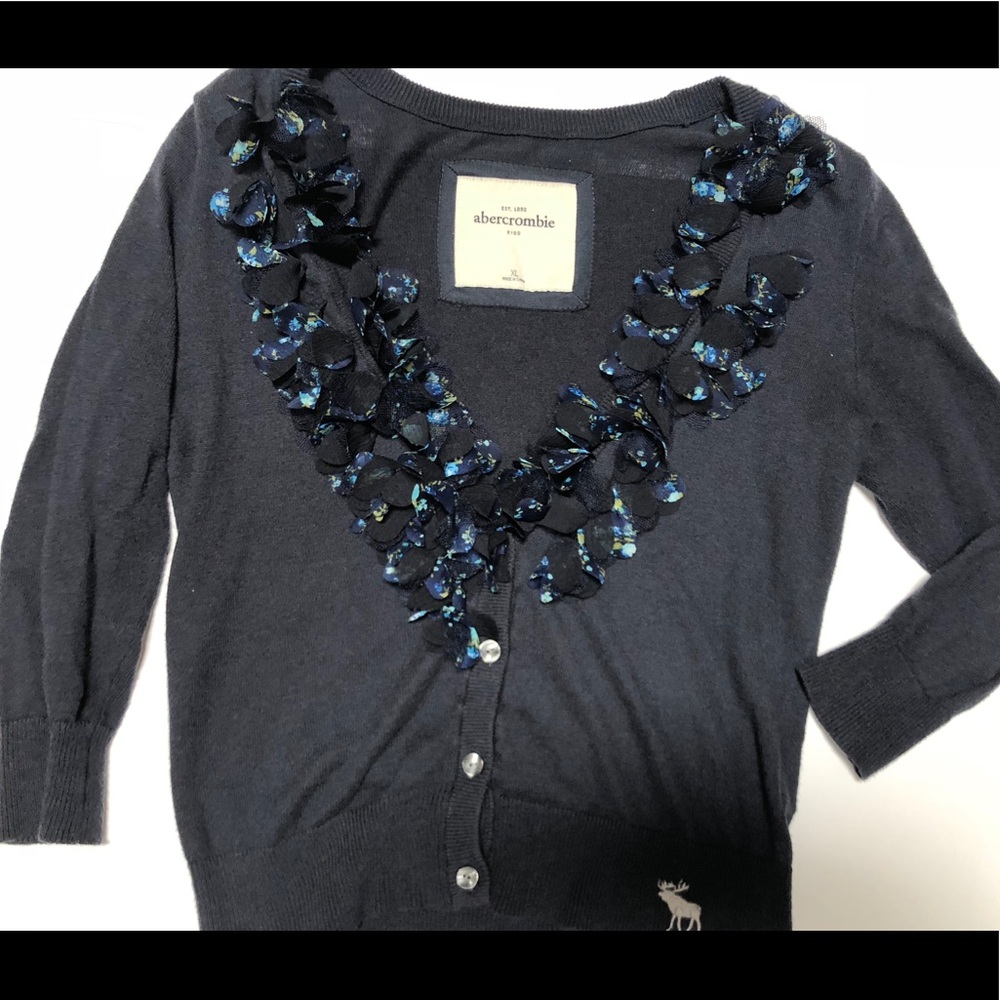 Abercrombie & kids floral ruffle cardigan